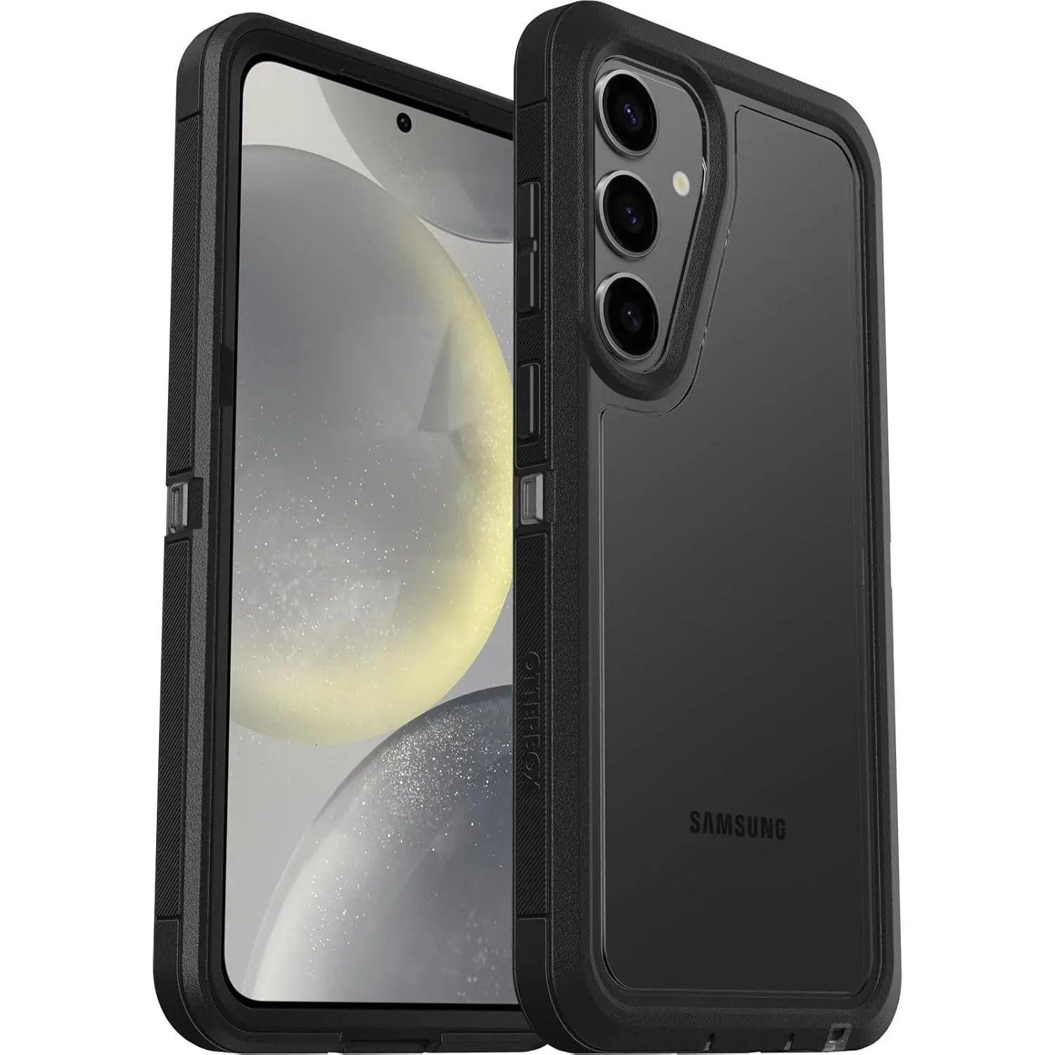 OtterBox Samsung Galaxy S24+ Defender Series XT Clear Case - Dark Side (Clear/Black), screenless, Rugged, Lanyard Attachment