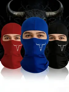 3pcs/2pcs/1pc Unisex Bull Head Printing Balaclava Mask Ski Mask for Men Women Suitable for Outdoor Sports Daily Wear Gift Hat