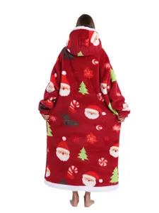 Oversized Hoodie Wearable Blanket, Flannel Throw Blanket, Super Soft Warm Comfortable Giant Wearable Blanket for Women Men Adults with big Pocket