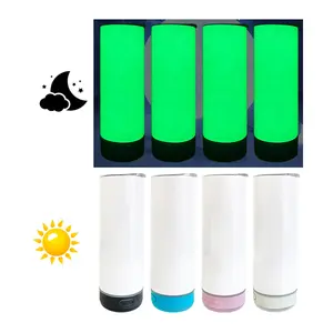12-Pack 20oz Stainless Steel Reusable Sublimation Glow-in-the-Dark Tumbler with Wireless Speaker, Vacuum Flask Bottle for Halloween Kitchenware Drinkware,summervibes
