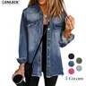 Genleck Women's Curated Casual Oversized Collared Denim Shacket - Button-Front, Frayed Hem, Lightweight Premium Cotton Blend Outerwear Jacket