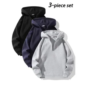 Men's Half-Zip Fleece Hoodie, Casual Long Sleeve Drop Shoulder Sweater, Thick Fabric for Fall & Winter, Sporty Fashion Pullover Menswear Sweatshirts Tops Beige Native Indian Axe Graphic T-Shirt Breathable Cotton Gym with Pumpkin Spice Life Crewneck