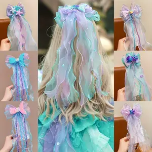 Hair Bows for Girls Colorful Ribbon Hair Bows Princess Bows Hair Barrettes Alligator Clips for Girls Teens Hair Accessories