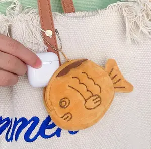 1pc Mini Cute Fish Coin Purse Portable Plush Keychain Bag With Zipper Gifts For Teachers Keychain Wallet,Boho Vibes