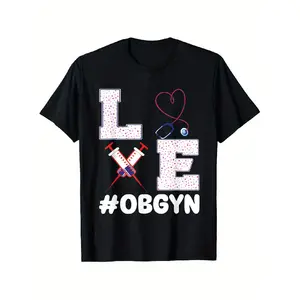 Love OBGYN Unisex OBGYN Doctor Nurse T-Shirt - 100% Cotton Casual Loose Fit Pregnancy Ultrasound Icon for Obstetrics Gynecology Staff (S-XXXL) - Valentine's Day Gift for Healthcare Professionals