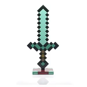 Diamond Sword 14 Inch 7-Color Changing LED Pixel Light Sword USB Desk LED Night Light-Decorative Fun Safe & Awesome Bedside Mood Lamp Toy for Boys Teen Adults & Gamers Best for Home's Bedroom Living Room Or Office Battery-Operated Flameless Pillar Candle