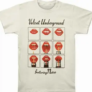 Unisex Vintage Style Velvet Underground Album Art T-Shirt, White Light White Heat Merch, Iconic Pop Art Lips Band T-Shirt