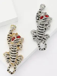 Men's Alloy Tiger Brooch Pin, Fashionable Versatile Lapel Flower Decoration, Bold Personalized Suit Jacket Accessory