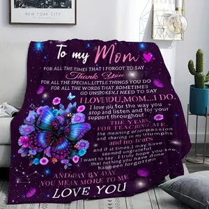 Anniversary Birthday Gift from Daughter and Son to Mom, Dear Mom Mother's Day Blanket - Ultra Soft Flannel Throw for Best Present Ever. Christmas Valentine’s Date Night Cozy Printed Flannel Travel Comforter Suitable as Bed Sofa Chair Cover, Blanket Gift