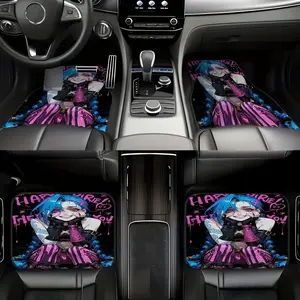 Value Pack - 4pcs Set, Creative Print Anime Girl Design Car Mats - Non-Slip Polyester Floor Mats with Easy-to-Clean Surface, All-Weather Use for Cars, Trucks, and SUVs - Perfect Gift Idea