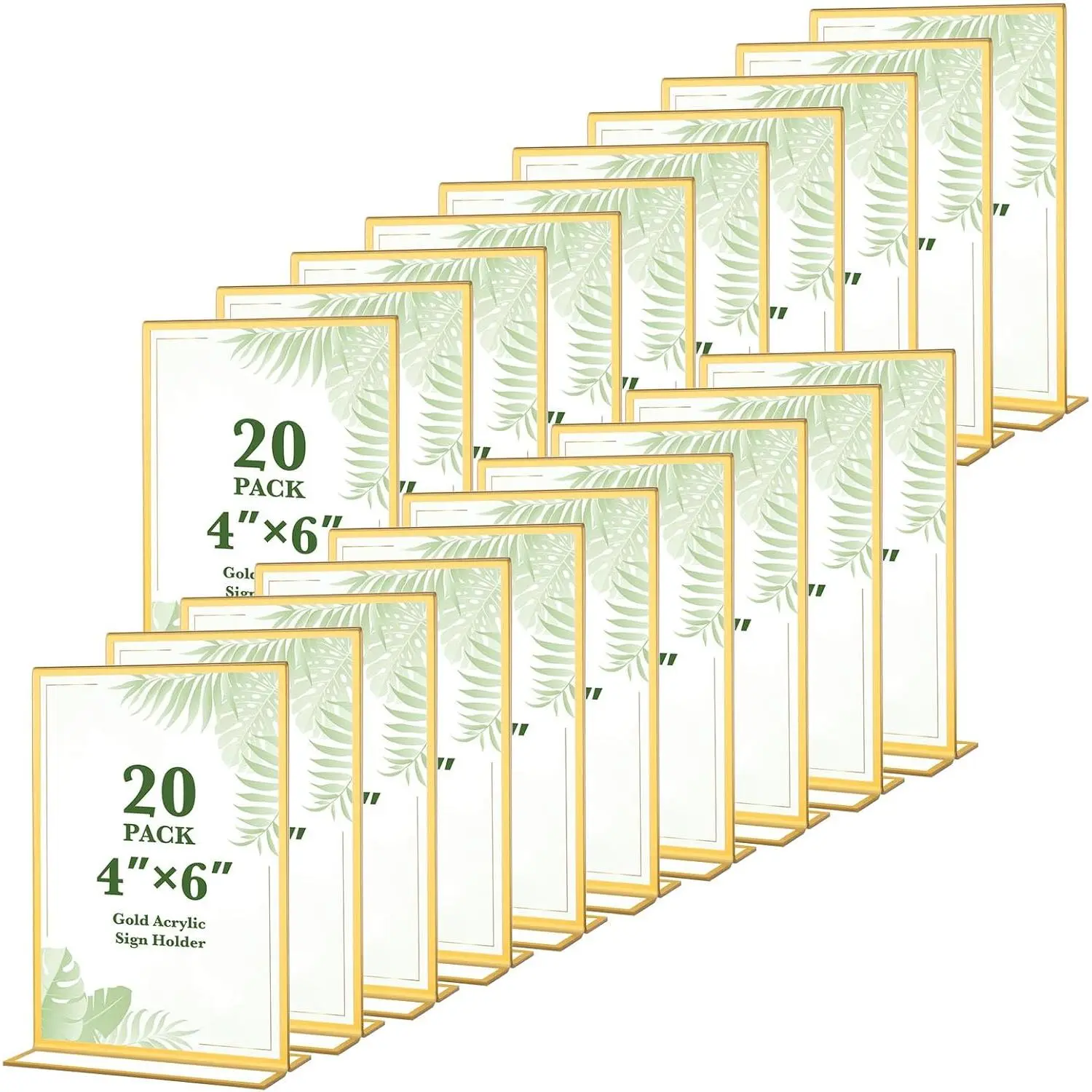 20 Pack   Sign Holders 4x6 Inch, Double Sided Vertical Stand Clear Picture Frames, Table Menu Display Holders for Wedding Table Numbers, Restaurant Signs, Party and Office Photos