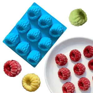 9-Cavity Raspberry Shape Silicone Mold for Baking, Sweet Mousse Cake, DIY Chocolate French Dessert, Bread Pancake Tray