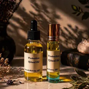 Protection Ritual Oil 1oz Dropper & 10mL Oil Roller for Spiritual Anointing & Prayer Practices Natural Resins & Botanical Extracts