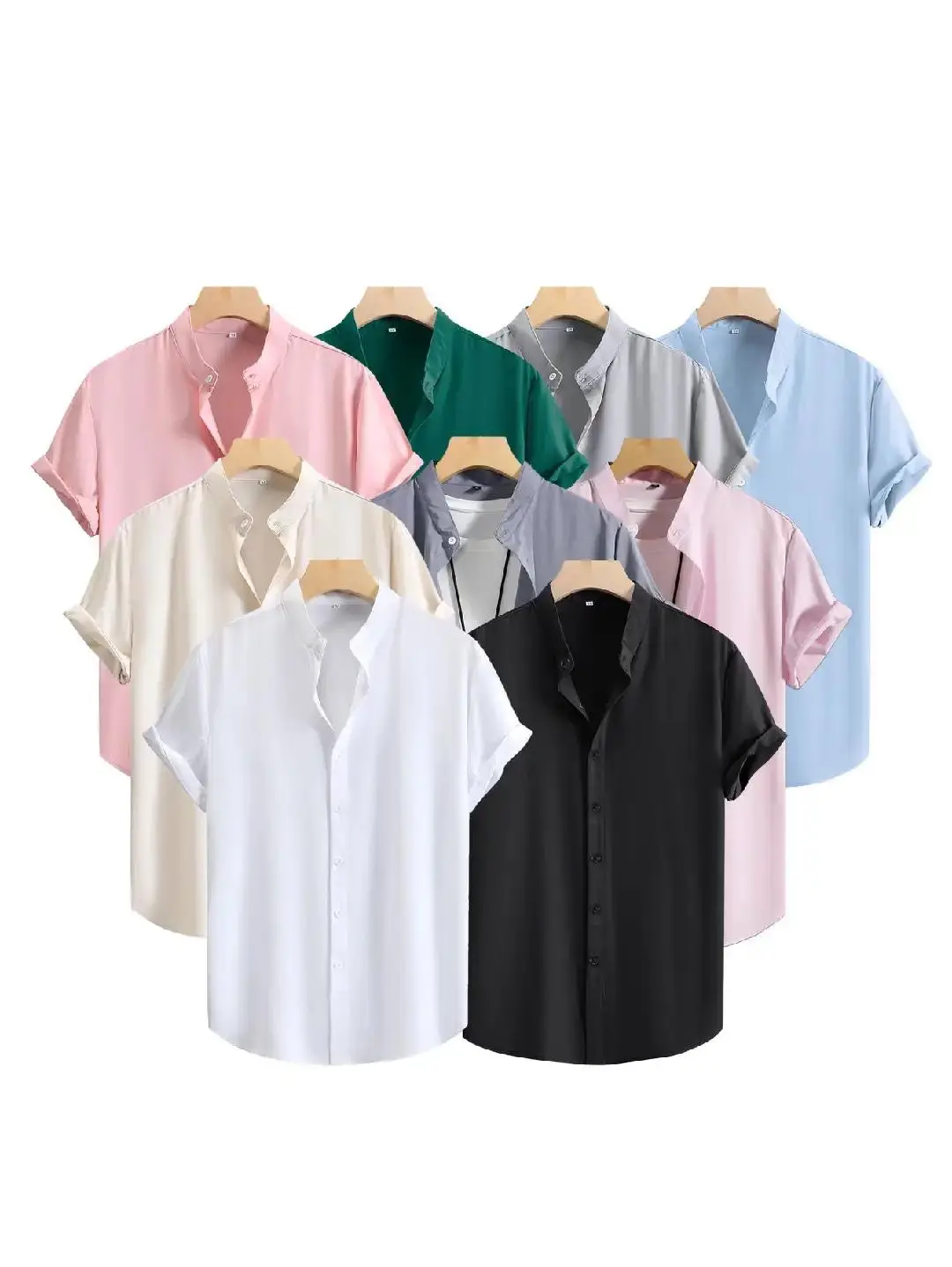 Men's Plain Short Sleeve Shirt, Regular Fit Casual Button Front Collared Shirt for Men, Streetwear Summer Outfits 2024