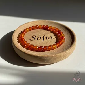 Sofia Natural Carnelian Stone Beaded Bracelet 6mm Red Orange Gemstone Stretch Handmade Boho Style for Men Women Daily Use Elastic Gift