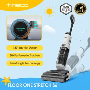 Tineco Floor ONE STRETCH S6 Wet Dry Vacuum Cleaner, 180°Lay-flat, 5.1 inch Compact Design,158℉ Flashdry Self-Cleaning in 5min, Long Runtime, Dual-Sided Edge Cleaning, Enhanced Cleaning Flexibility