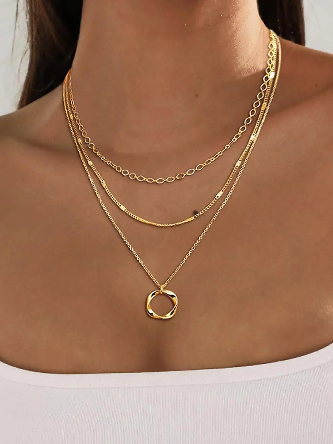 Women's Layered Pendant Necklace, Alloy Necklace, layered necklaces, Streetwear Statement Jewelry, Trendy and Unique Jewelry Stacking High-end Fashion Sense Gifts for Women & Girls Women's Fashion Accessories Perfect Mother's Day Gift & Birthday Gift