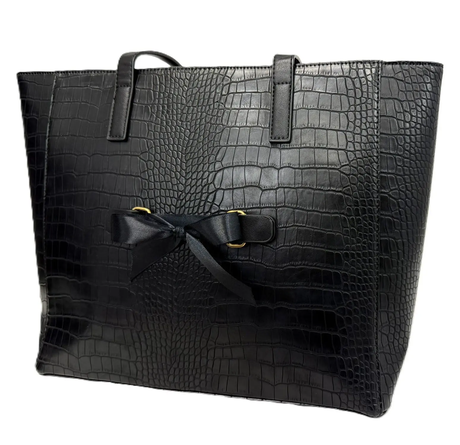 Black Crocodile Abbey Purse Faux Leather Crossbody Everyday Handbag #MG700-BLKCROC