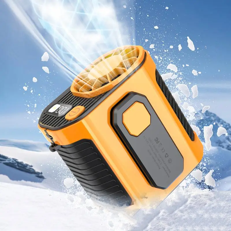 Portable Fan, USB Rechargeable Handheld Fan with Waist Clip & Flashlight & Power Display, Fan with 100-Speed for Outdoor, Indoor, Jobsite, Camping and