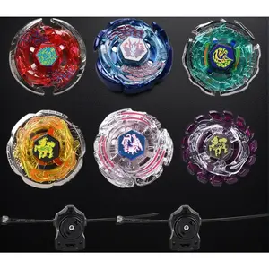 6 Pack Bey Burst Metal Fusion Battle Tops Starter Set with Stickers and Dual Launchers