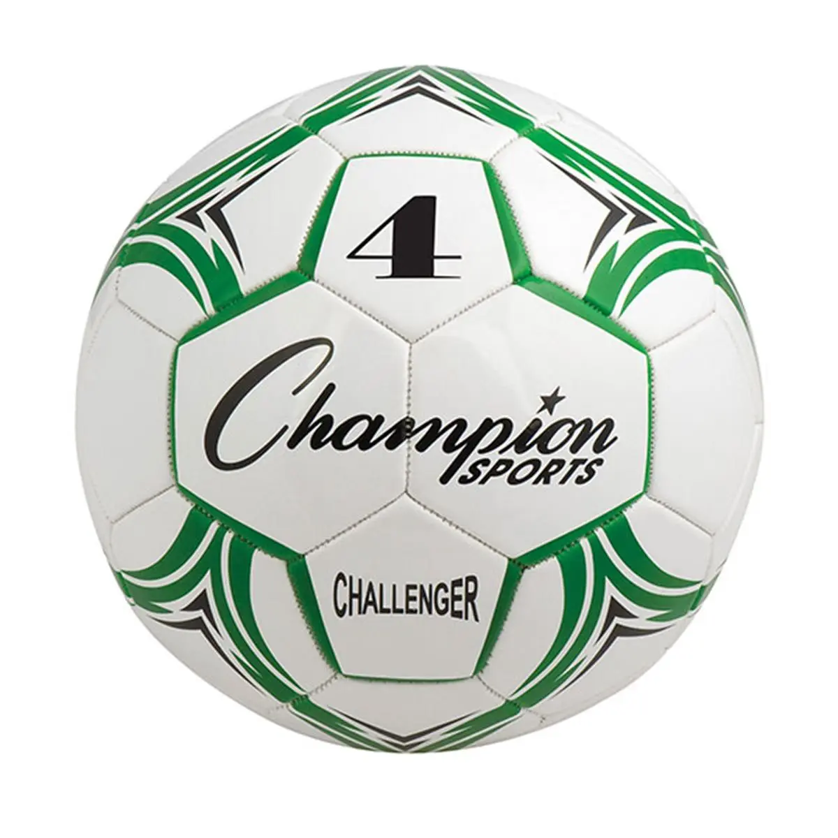 Champion Sports Challenger Series Cushioned Machine-Sewn TPU Cover Official Size 4 Soccer Ball, Green & White for Futsal Game Play, Sportsball