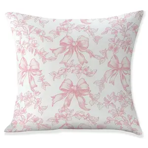 Vintage Floral Pillowcase, 18x18 Inch Butterfly Knot Design, Retro Room Decor for Grandmillennial Girls' Rooms