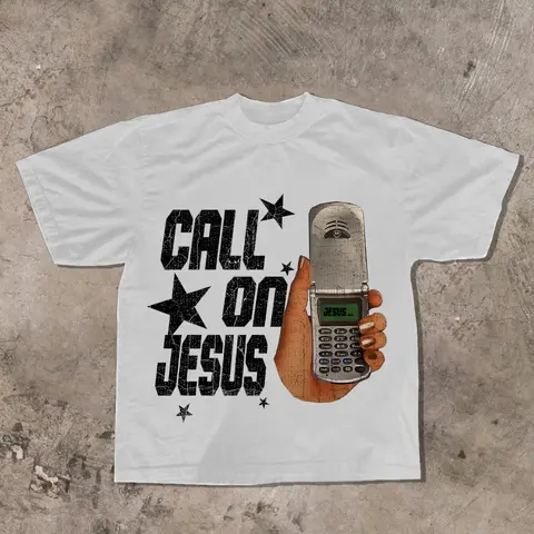 Men's Regular Fit Call on Jesus Print Round Neck Tee, Casual Short Sleeve T-Shirt for Daily Wear, Men's Top for All Seasons, Casual Style Tee, Graphic Print Tees
