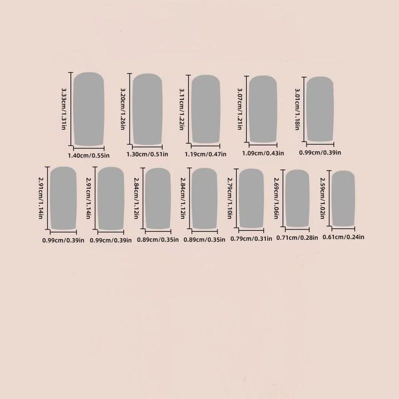 Orange Fake Nails Kit with Nail File & Tape, 48pcs/set Glossy Long Square False Finger and Toe Nails for Women & Girls