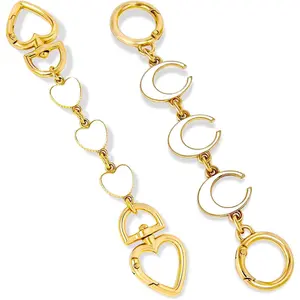 2 count Bag Extender Chain, Purse Strap Extender for Handbag, Purse Extender Chain, Bag Extension Chain Extender for Purse Handbags,  Bag Strap Extender, White Heart & Moon