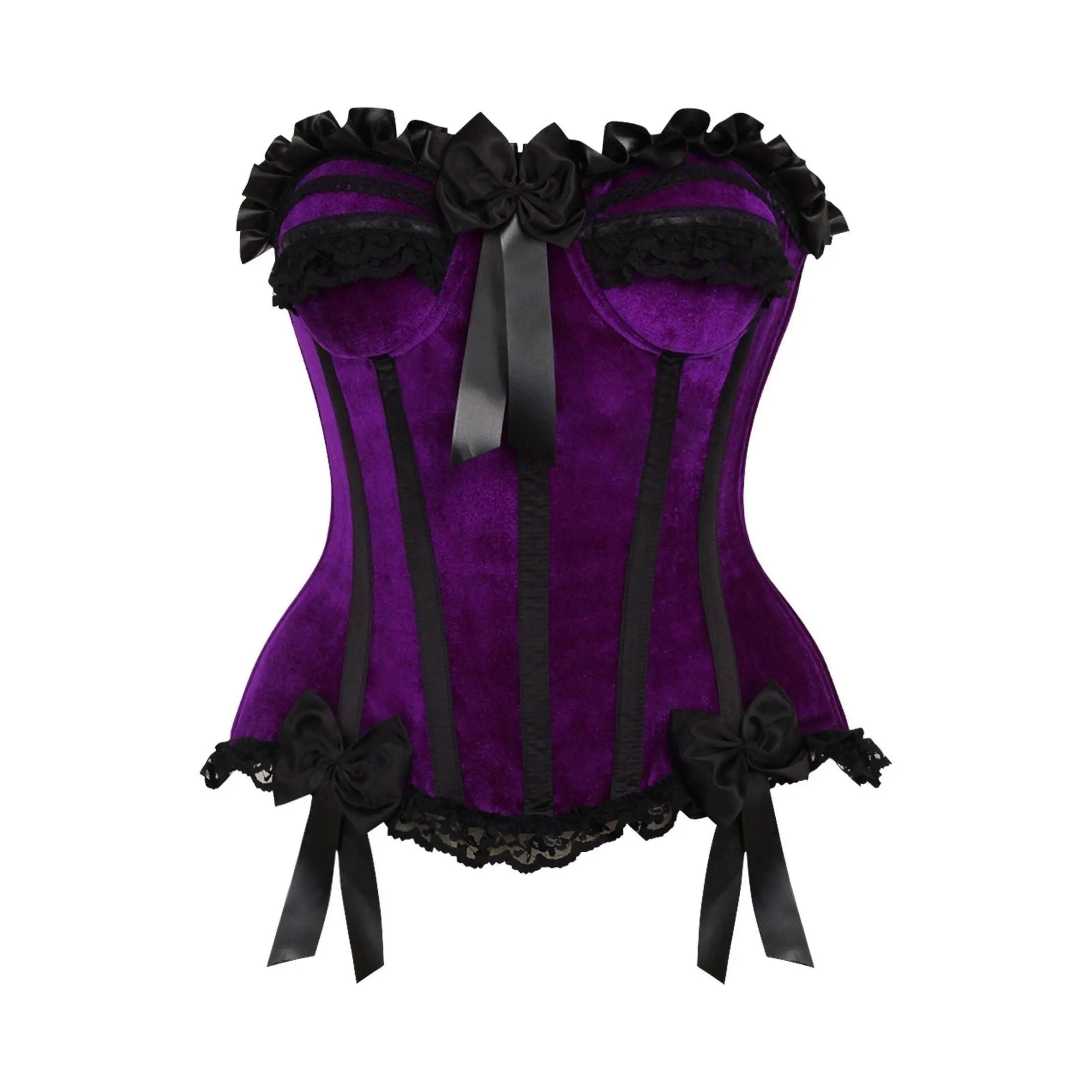 Top Drawer Purple Velvet Steel Boned Burlesque Corset
