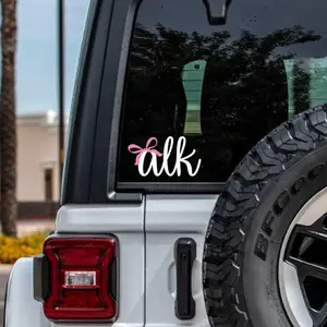 Monogram Car Decal, Coquette Car Decal, Monogram Sticker, Bow Monogram, Laptop Monogram, Vinyl Decal, Decals for Cars, Coquette Bow Sticker
