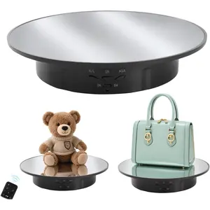 Rotating Display Stand Turntable Stand Black Spinning Stand for Product Shows with Telecontroller,7.87inch /17.6lbs Max Load,Black Round