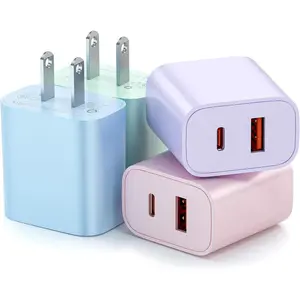 USB C Charger Block, [4 Pack] Dual Port Type C   Block 20W USB-C Power Adapter & QC 3.0 USB A Port Type C Wall Charger Plug for  17/16/15/14/14 Pro/14 Plus/13/12/11,lPad,Galaxy