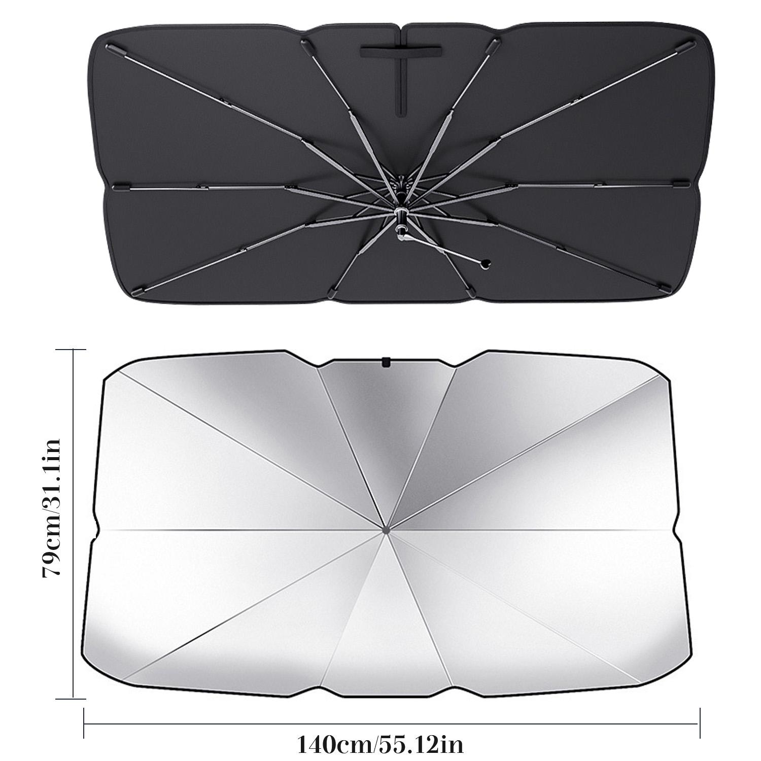 Car Windshield Sun Shade Umbrella, UPF 50+ Foldable Sun Visor for Car, Blocks UV Rays & Heat, Fits Most Cars