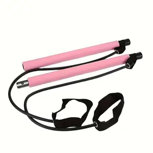 Portable Pilates Bar Kit with Stainless Steel Rods, Yoga Resistance Bands, Workout Bands for Home Gym, Office & Park Use, Men & Women Fitness Equipment