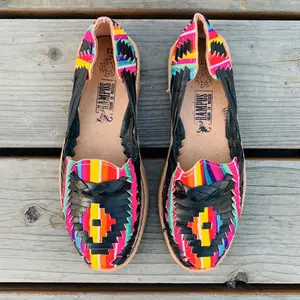 Womens Mexican Sandals, Handmade Leather Huaraches Sandals ,Sandalias Huaraches Mexicanos ,Mexican Leather Shoes, Huarache NEGRO REBOSOS