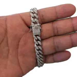 8"x 10mm Brazalete Cubano de Plata 925