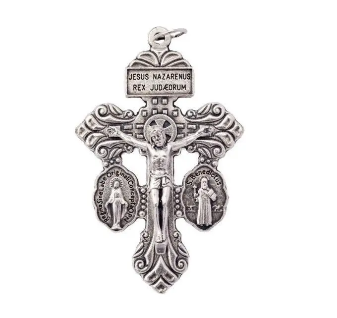 Handcrafted Cross Medallion Prayer Pendant, 2.5-inch Antique Oxidized Metal Multi-Symbolic Design, Exquisite Jewelry Gift, Cross Medallion Pendant, Religious Jewelry, Charms & Pendants