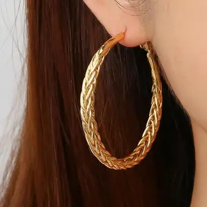 Gold/Silver Twisted Hoop Earrings for Women Large 30/40/50/60MM Exquisite Craftsmanship Daily Wear Ideal Gift Choice   Valentine's Day gift
