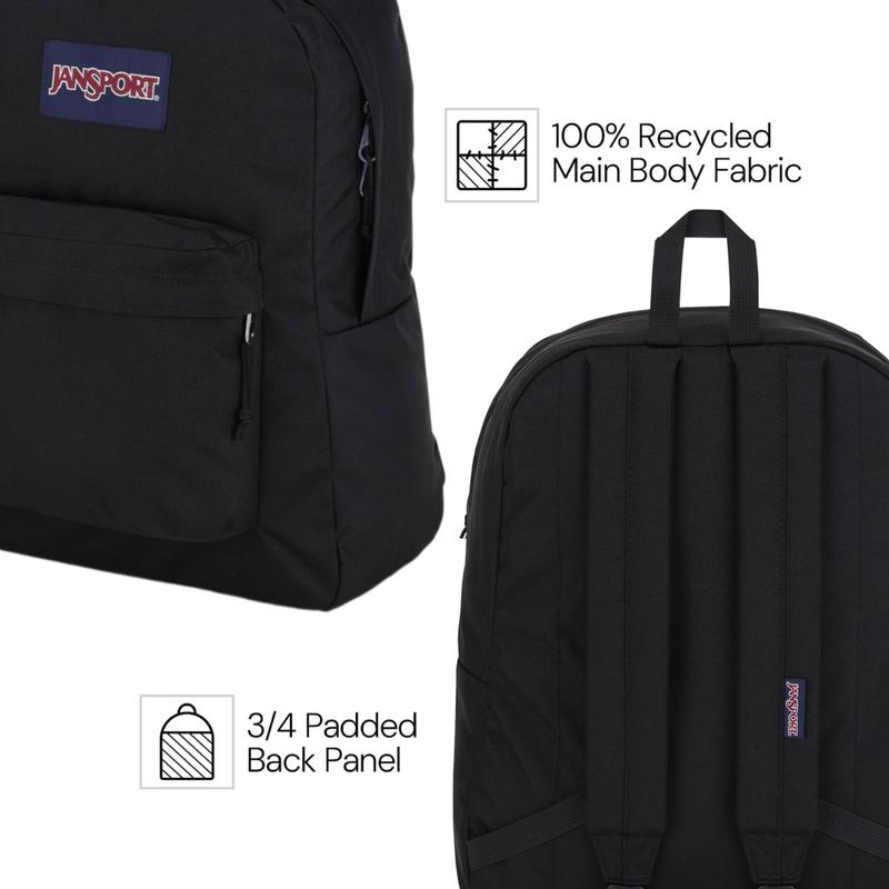 JanSport SuperBreak One Backpacks - Durable, Lightweight Bookbag with 1 Main Compartment, Front Utility Pocket with Built-in Organizer - Premium Backpack, Black