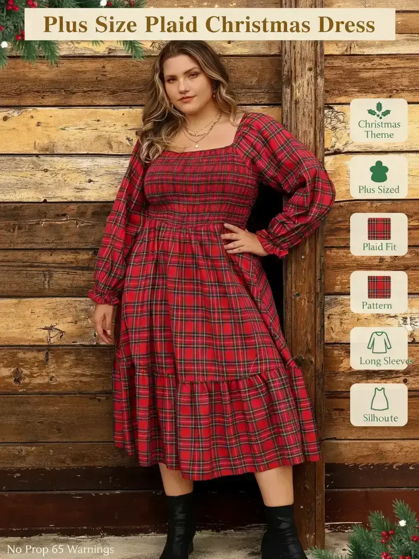 Christmas Plus Size Plaid Long Sleeve Dress for Women, Casual Loose-Fitting A-Line Dress, Fall & Winter Fashion, Comfortable Daily Wear, Casual Boho Chic, Boho Fashion Dress - TikTok Shop Christmas Plus Size Plaid Long Sleeve Dress for Women, Casual Loose-Fitting A-Line Dress, Fall & Winter Fashion, Comfortable Daily Wear, Casual Boho Chic, Boho Fashion Dress - TikTok Shop
