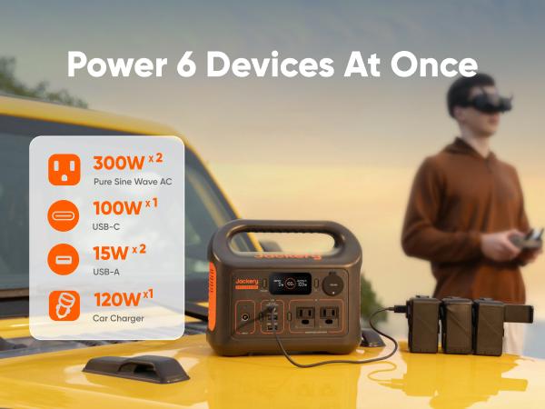 Jackery Explorer 300 Portable Power Bank features a 292Wh lithium iron phosphate (LiFePO4) battery and a 300W AC output (Summervibes).
