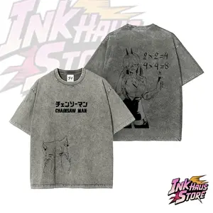 Power, a popular character from *Chainsaw Man*--Short Sleeve Cotton Unisex Retro wash Tee