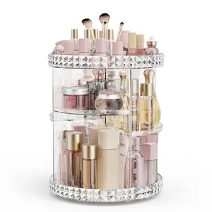 360 °   Rotating Clear Makeup Storage Shelf, Multi Layer Adjustable Lazy Susan Cosmetic and Skincare Organizer Desk Accessories, for Dresser Bathroom, Bedroom. Racks