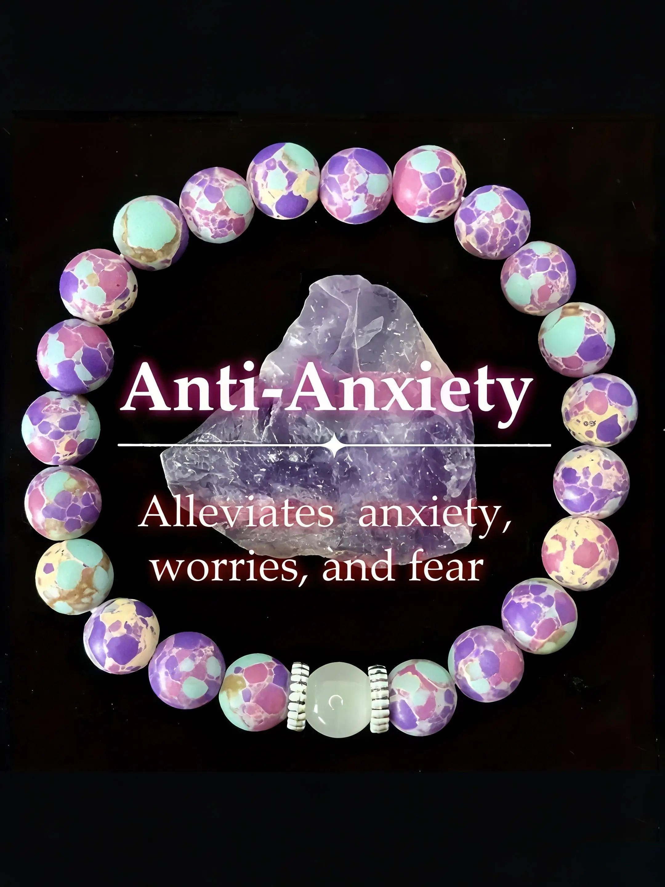 Cat's Eye Stone Beaded Bracelet, Healing Boho Chic Crystal Bracelet, Anxiety Relief Jewelry for Stress & Worry, Calming Crystal for Emotional Balance,