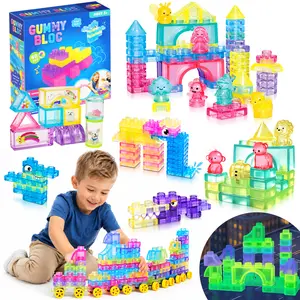 JOYSPOT Jelly Blocks, Squishy Multi-color Stacking Building Blocks Toy, Non-toxic Sensory Play, Safe Squeezable & Stretchable Stress-Relief , Jelly Blocks for Kids Early learning Preschool STEM ADHD-Relief Creative Construction Bath Toy Age 3+