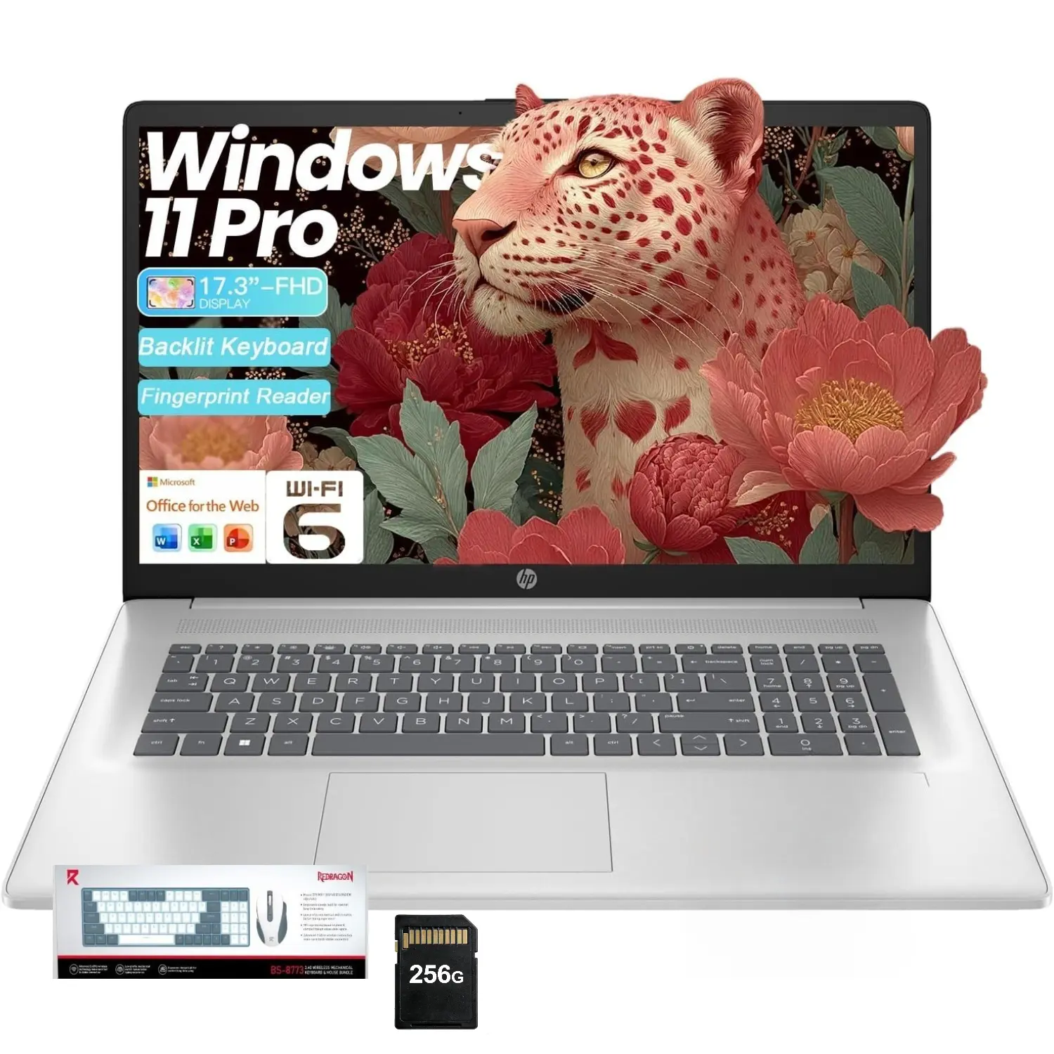 HP Essential Business Laptop, 17.3" FHD Display, Intel Core i5-1334U, up to 32GB RAM, 512GB SSD, Wi-Fi 6, Webcam, Backlit Keyboard, Windows 11 Pro, Silver, Bundle Accessory, Multi-Tasking Power, Batteries Built-In, 2-In-1 Laptops, Built-In Li-Ion