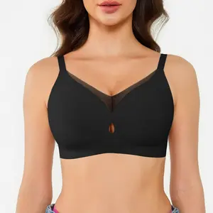 PL POPILUSH Seamless Wireless Jelly Contour Bra - Lightly Lined with Mesh Detail for Comfort & Support White Women's Everyday Wear Womenswear