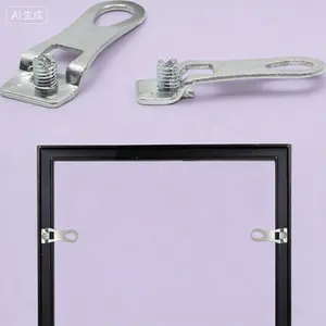 Aluminum Alloy Picture Frame Hanger D-Rings - 12 Pack with Screws - Fits Open-Type#11 Profile Metal Frame Channels - Euro Hook Hardware for Wall Art - Reusable Frame Parts