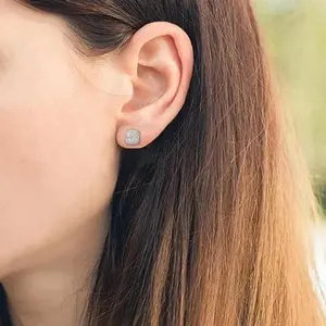 【2026 TREND】Hip Hop 12mm Full Pavé Square Studs | AAA Zircon | Unisex for Hip Hop/Streetwear Lovers | Men Women Daily & Party Jewelry Sleepers Earrings Men Snug Pierced Earrings